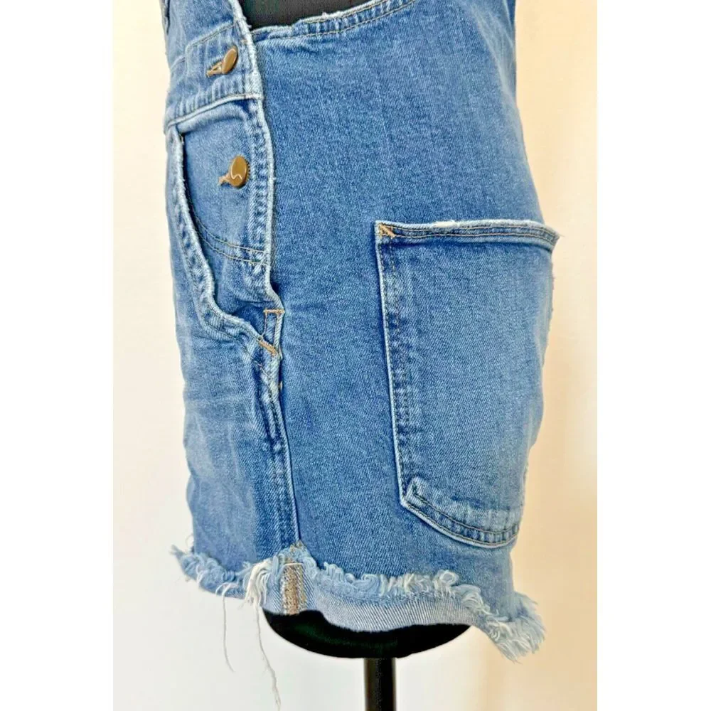 Joes Jeans Shortalls Taylor Hill Medium Blue Denim Bib Overall Shorts Y2K Boho